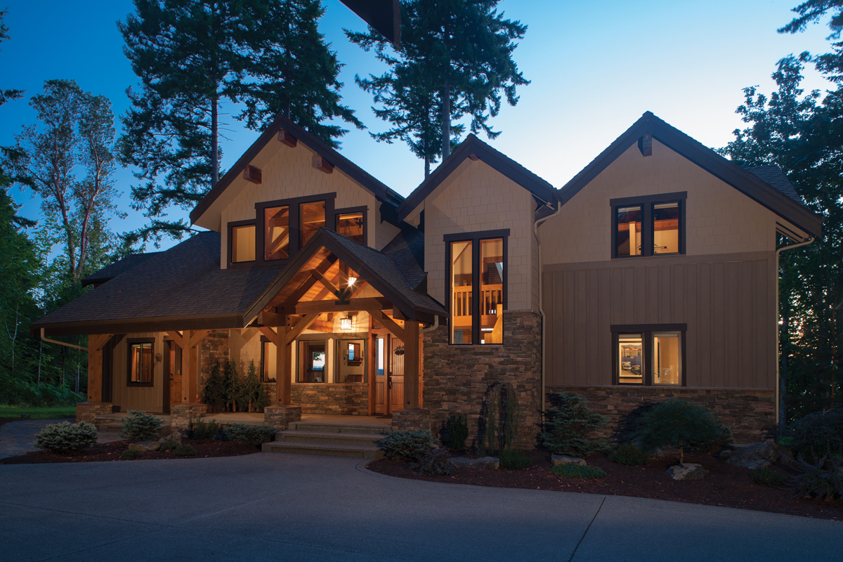 Beautiful home at twilight with Milgard windows